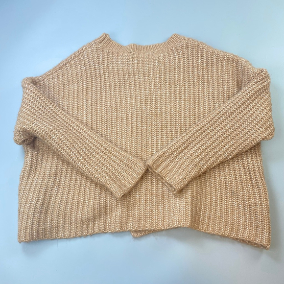 ZARA KNIT Sweater Women Small Chunky Knit Oversized Soft Girl Crop Asymmetrical - Picture 3 of 13